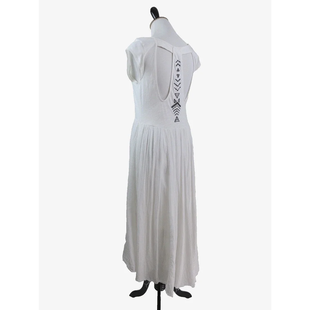 Free People Size M Toosaloosa Slub Meadows Midi Dress White